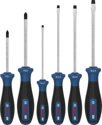 مجموعة مفكات براغي Bosch برو PZ/SL مكونة من 6 قطع مع أعمدة S2.